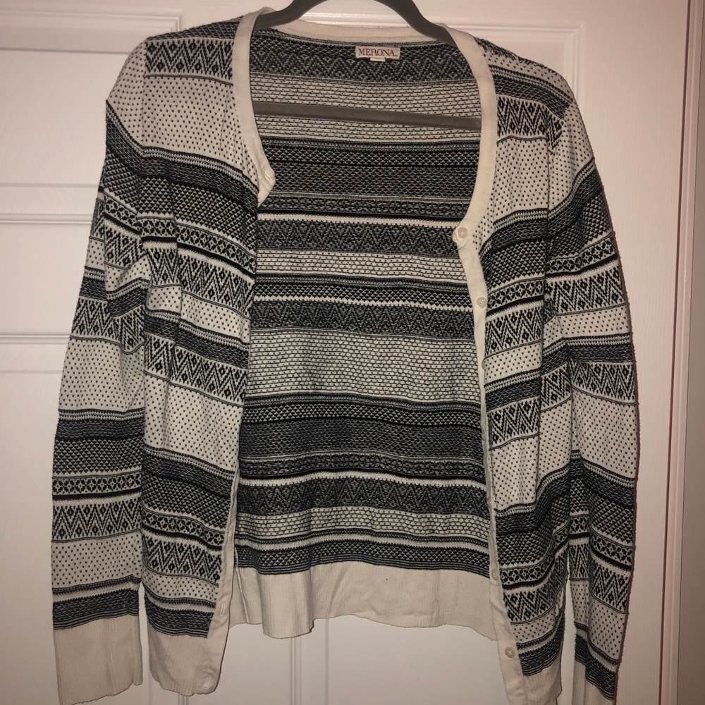 White and black sweater size small